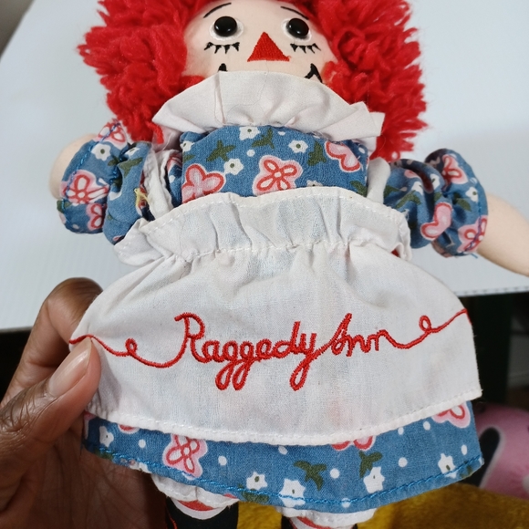 ✓RAGGADY ANN STUFFED DOLL BLUE Floral  DRESS   DOLL used VINTAGE 85 anniversary - Picture 10 of 16